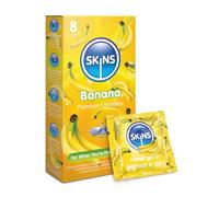 Skins Banana Flavoured Condoms Thin Extra Feel, 8 Pack of Premium Skins Extra Safe Pleasure Condom for Adults, Ultra Thin for Oral Extra Pleasure