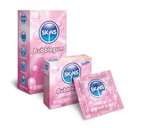 Skins Bubblegum Flavoured Condoms Thin Extra Feel, 24 Pack of Premium Skins Flavoureds Extra Safe Pleasure Condom for Adults, Ultra Thin for Oral Extra Pleasure