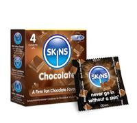 Skins Chocolate Flavoured Condoms Thin Extra Feel, 4 Pack of Premium Skins Flavoureds Extra Safe Pleasure Condom for Adults, Ultra Thin for Oral Extra Pleasure