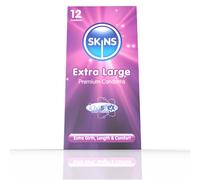 Skins Extra Large XL Condoms - Natural Latex Extra Large Condom; pre lubed for Comfort - 12 Pack