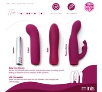 Skins Minis Massage A Trois 3 In 1 Rabbit G-Spot Bullet Vibrators Set