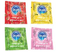 Skins Mixed Flavoured Condoms Thin Extra Feel, 24 Pack of Premium Skins Flavoured Condoms Extra Safe Pleasure Condom for Adults, Ultra Thin for Oral Extra Pleasure