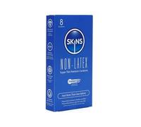 Skins Non-Latex Condoms 8 Pack, Regular Size, Super Thin Strong Latex Free Condom for Men, Smooth Shape, Thermo Fit Technology, Ultra Thin Condoms, Clear, Odourless, Hypoallergenic Condom