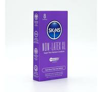 Skins Non-Latex XL Condoms 8 Pack, Regular Size, Super Thin Strong Latex Free Condom for Men, Smooth Shape, Thermo Fit Technology, Ultra Thin Extra Large Condoms, Clear, Odourless, Hypoallergenic