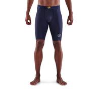 Skins Series-3 Men's Premium Compression Half Tights-Improved Circulation, Reduce Soreness for Rugby, Running & Workouts, Navy Blue, X-Large