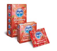Skins Strawberry Flavoured Condoms Thin Extra Feel, 100 Pack of Premium Skins Flavoureds Bulk Condoms Extra Safe Pleasure Condom for Adults, Ultra Thin for Oral Extra Pleasure