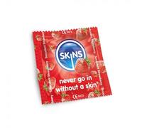 Skins Strawberry Flavoured Condoms Thin Extra Feel, 24 Pack of Premium Skins Flavoureds Extra Safe Pleasure Condom for Adults, Ultra Thin for Oral Extra Pleasure