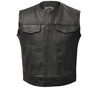 Skintan Leather waistcoat black mens jacket vest gilet motorcycle biker in genuine cowhide size small S 38 Opie