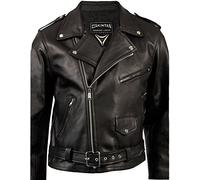Skintan Mens Black Real 100% Genuine Leather Brando Motorcycle Biker Classic Motorbike Jacket 2XL - 46