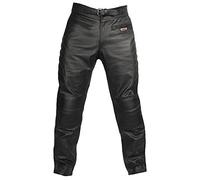 Skintan Mens Genuine Leather Top Grain Cowhide Padded CE Armoured Motorcycle Biker Cruiser Touring Motorbike Trousers Jeans Pants in Black Size Waist 42 Inside Leg 31