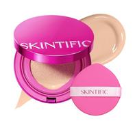 SKINTIFIC Cushion - High Coverage Foundation and Glow Finish - Long-Lasting Moisturizing Makeup with Peptides and Hyaluronic Acid - Pore-free Effect and Rust Protection - 02 Ivory