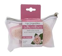 Skinutrients Anti Cellulite Body Sponge in One Sponge, Cellulite Spa Massager, Moisturising and Exfoliating, More Than 20 Washes, 4 Sponges, Pink, English Rose, 1 oz