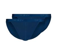 Skiny Men's Cotton Rib Thong G-String Panties, Opaque, Navy (080693), S (Pack of 2)