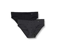 Skiny Men's Herren Brasil Slip 2er Pack Micro Multipack Briefs, Opaque, blackstripe Selection, M (Pack of 2)