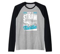 Skip A Straw Save A Turtle Ocean Free Plastic Pollution Raglan Baseball Tee