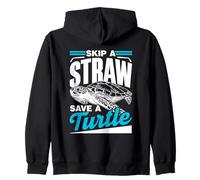 Skip A Straw Save A Turtle Ocean Free Plastic Pollution Zip Hoodie