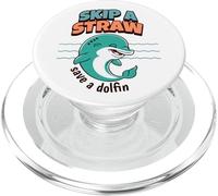 Skip A Straw Save The Dolphins Earth Day Protect Oceans PopSockets PopGrip for MagSafe