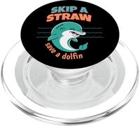 Skip A Straw Save The Dolphins Earth Day Protect Oceans PopSockets PopGrip for MagSafe