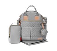 Skip Hop Diaper Bag Backpack: Suite 6-in-1 Diaper Backpack Set, Multi-Function Baby Travel Bag with Changing Pad, Stroller Straps, Bottle Bag and Pacifier Pocket, Dove Grey