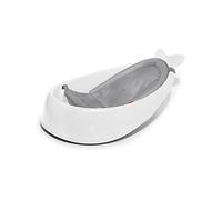 Skip Hop Moby Smart Sling Bathtub 3 Steps PVC Free Phthalate Free Non-Slip Newborn Bath Tub with Drain Plug (from Birth to 25 lbs, White)