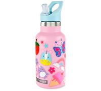 Skip Hop Stainless Steel Kids Canteen Bottle with Stickers, Straw 12.85 oz Pink