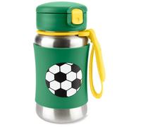Skip Hop Toddler Sippy Cup with Straw, Sparks Stainless Steel Straw Bottle, Soccer