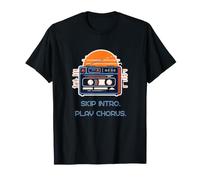 Skip Intro Play Chorus Funny Pop Music Lover Retro Cassette T-Shirt