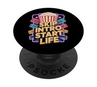 Skip Intro Start Life - Funny Streaming Humor PopSockets Adhesive PopGrip