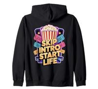 Skip Intro Start Life - Funny Streaming Humor Zip Hoodie