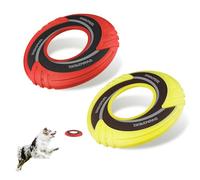 SKIPDAWG Interactive Dog Flying Disc 2 Pack, Pet Flying Disc Floats in Water, Diameter 9” Soft Dog Toy for Outdoor Exercise Training, Safe Light TPR/Nylon Fabric Pet Toys, Green and Red Colors