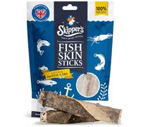 SKIPPER'S Fish Skin Dental Sticks Dog Chews, Short 250g, Grain Free | Natural white fish skin, Gently air dried, Low fat, Long lasting chew, Supports dental health, Short sticks
