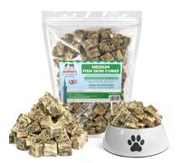 SKIPPER'S Whitefish Skin Jerky Cubes Medium 1kg Grain Free Dog Treats | 100% whitefish fish skin, high protein, low fat, gently air-dried, natural ingredients, medium cubes