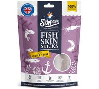 SKIPPER'S Wolf Fish Skin Sticks Short 250g Dog Treats Air Dried | Handmade air dried fish skin sticks, grain free treat, high protein chew, omega 3 oils, supports dental health