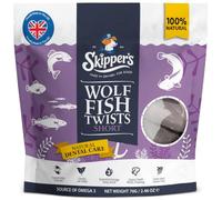 SKIPPER'S Wolf Fish Skin Twists Short 70g Air Dried Dog Dental Sticks | Grain free, handmade, gently air dried, natural dental chew, long lasting hypoallergenic treat, supports dog teeth care