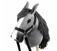 SKIPPI Hobby Horse Grey Age 4+, Halter and Reins Included, Horse on a Stick, Large A3 Size