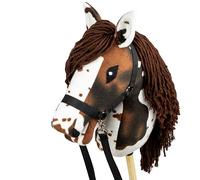 SKIPPI Hobby Horse Skewbald Tobiano, Horse on a Stick, Halter and Reins Included, Large A3, White and Brown Stick Horse, Hobby Horsing, Girls Toy, Gift for Girls