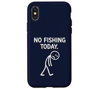 Skipping Fishing Today Angler Humor Stick Figure Mood Case for iPhone X/XS