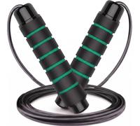 Skipping Rope 2.5M Speed Jump Rope with Memory Foam Handles, Heavy Duty Steel Cable Adjustable, Custom Length Fitness Exercise Rope for Men & Women, Home Gym Cardio Workout (Green)