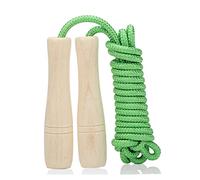 Skipping Rope for Kids, 2.6M Adjustable Children Jump Rope with Wooden Handle, Child Jumping Rope for Girls and Boys(Green)