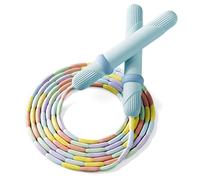 Skipping Rope for Kids Age 5-9 & Adults - Adjustable 2.8m Beaded Jump Rope, Tangle-Free, Soft Handles, Lightweight, Blue Skipping Ropes for Children Exercise, PE, School Sports & Home Workouts