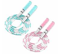 Skipping Rope Kids, Beaded Jumping Rope for Children Aged 5-12 Years, Adjustable Length for School Playground and Home Fitness, Signature Blue and Pink Bamboo-Style Skipping Ropes
