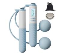 Skipping Rope with Counter, Ball With/Without Rop, Gravity Ball Jump Rope, Cordless Jump Rope, Weighted Jump Rope With Counter for Adult Fitness, Exercise, At Home Workout Jump Rope (blue and white)
