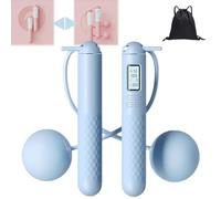 Skipping Rope with Counter, Ball With/Without Rop, Gravity Ball Jump Rope, Cordless Jump Rope, Weighted Jump Rope With Counter for Adult Fitness, Exercise, At Home Workout Jump Rope (Blue)