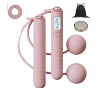 Skipping Rope with Counter, Ball With/Without Rop, Gravity Ball Jump Rope, Cordless Jump Rope, Weighted Jump Rope With Counter for Adult Fitness, Exercise, At Home Workout Jump Rope (Pink)