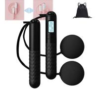 Skipping Rope with Counter, Ball With/Without Rop, Gravity Ball Jump Rope, Cordless Jump Rope, Weighted Jump Rope With Counter for Adult Fitness, Exercise, At Home Workout Jump Rope (Black)