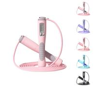Skipping Rope with Counter LED Display Ropeless for Indoor Use Adjustable Weighted Handles Anti-Slip Grip Calorie Counter Durable Smart Jump Rope for Adults Women Men Kids Home Workouts Fitness