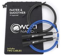 Skipping Ropes for Adults - Great as Exercise Skipping Rope, for Boxing or as Adult Fitness Jump Rope - For Home Gym Equipment & Accessories - Adjustable for Men, Women & Kids by WODNation (Black)