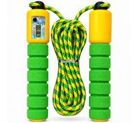 Skipping Ropes For Adults & Kids - Adjustable Jump Rope With Counter Soft Handles 2.4m Jumping Rope For Exercise Fat Burning Workout Gym Training (Green)