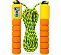 Skipping Ropes For Adults & Kids - Adjustable Jump Rope With Counter Soft Handles 2.4m Jumping Rope For Exercise Fat Burning Workout Gym Training (Orange)