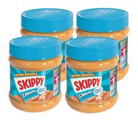 SKIPPY 4 x 340 g Peanut Butter "Creamy" Peanut Butter Without Palm Oil Extra Smooth and 91% Peanuts Without Pieces Delicious Peanut Butter with Full and Creamy Flavour